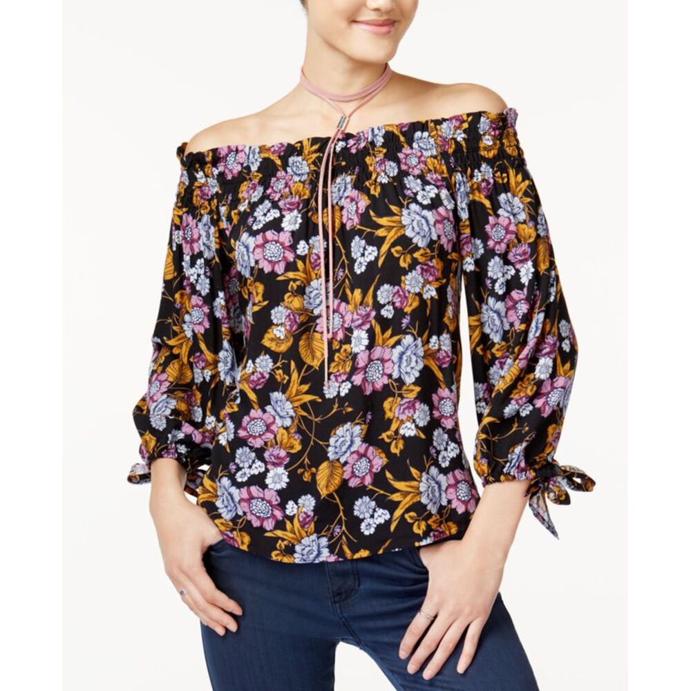 7 Sisters Juniors Printed Off The Shoulder Top